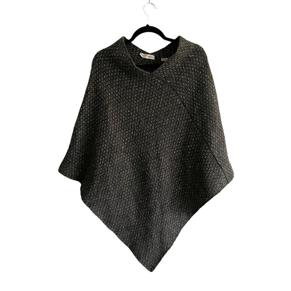 ANTHROPOLOGIE COCOGIO Wool Mohair Popover Poncho Sweater Black One Size